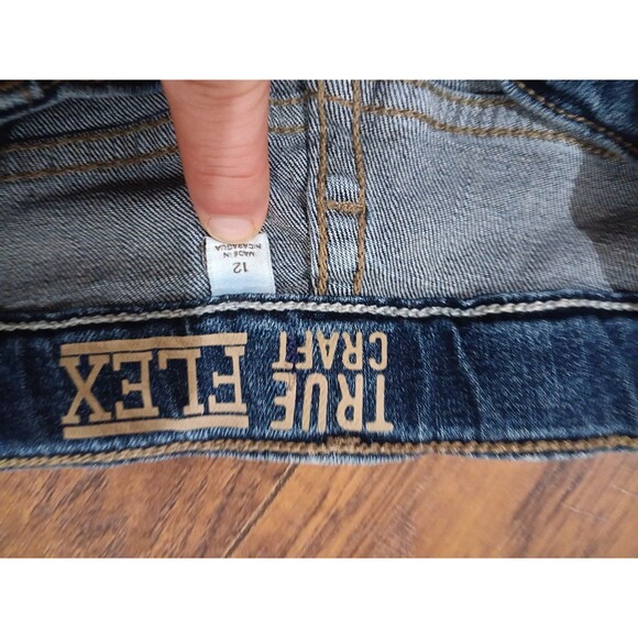 True Craft Flex Denim Blue Jeans Boys Size 12 Adjustable Waist Button Close - Picture 4 of 5